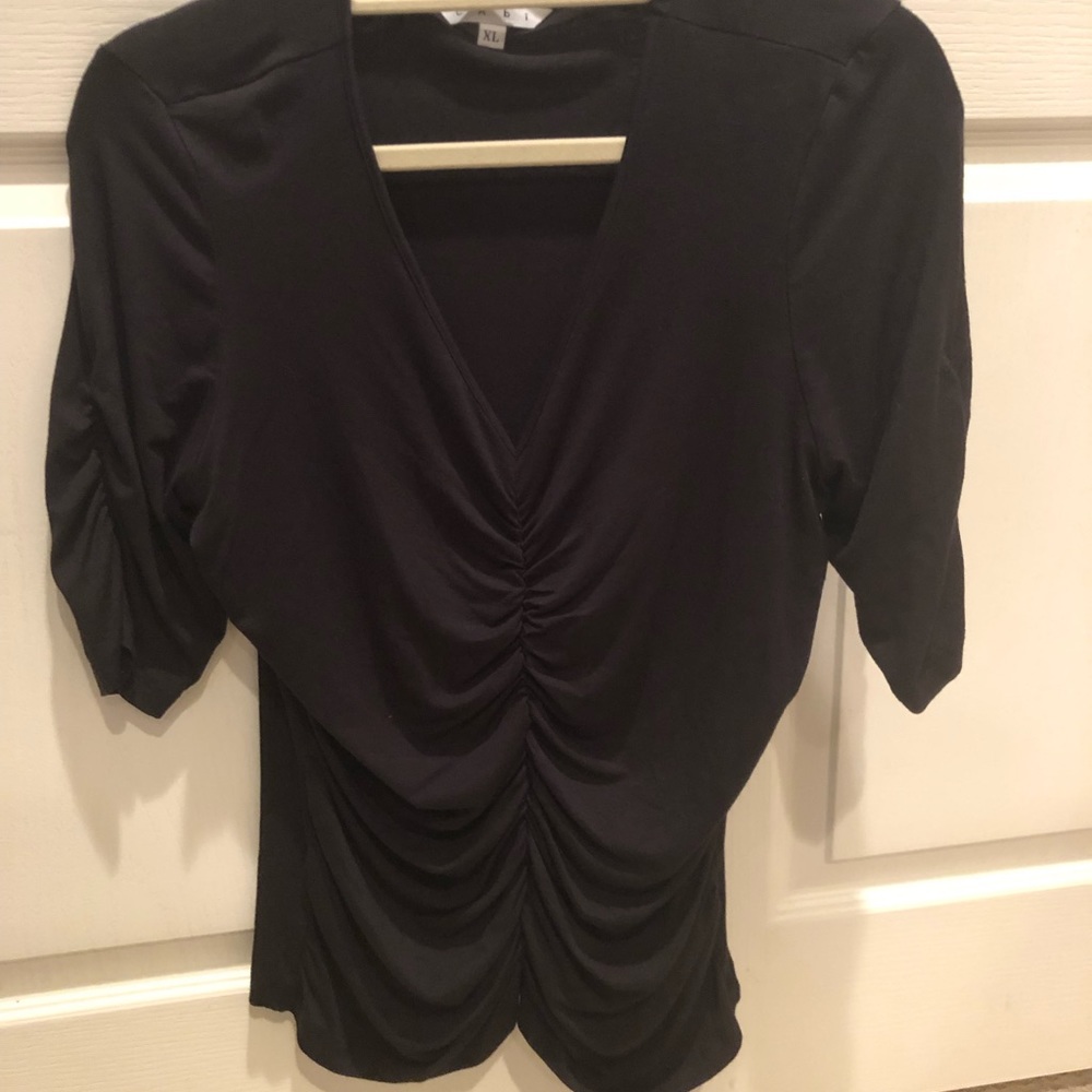 CAbi Black Ruched Shirt Size XL